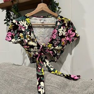 hawaiian print tie top